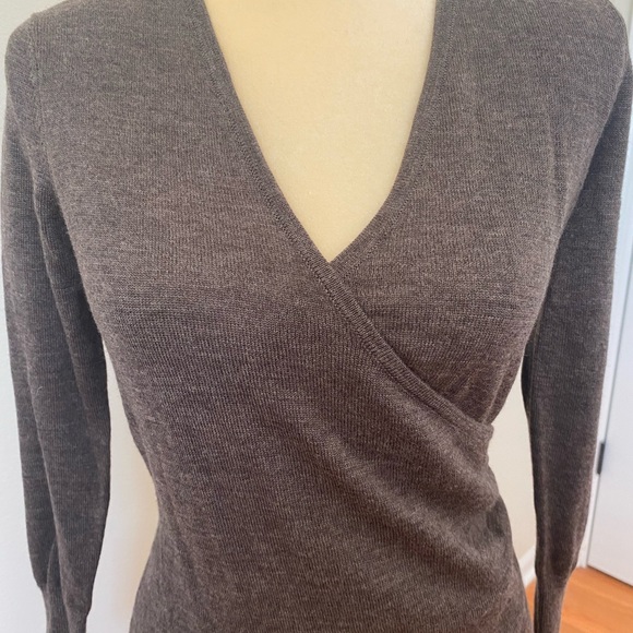 Ann Taylor Loft petite small bodycon chocolate sweater dress - Picture 2 of 5